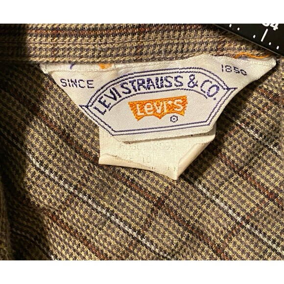VTG Levi's Plaid Western Shirt Pearl Snap Youth Small Boys 8-10 Rodeo Korea GUC - Picture 3 of 16
